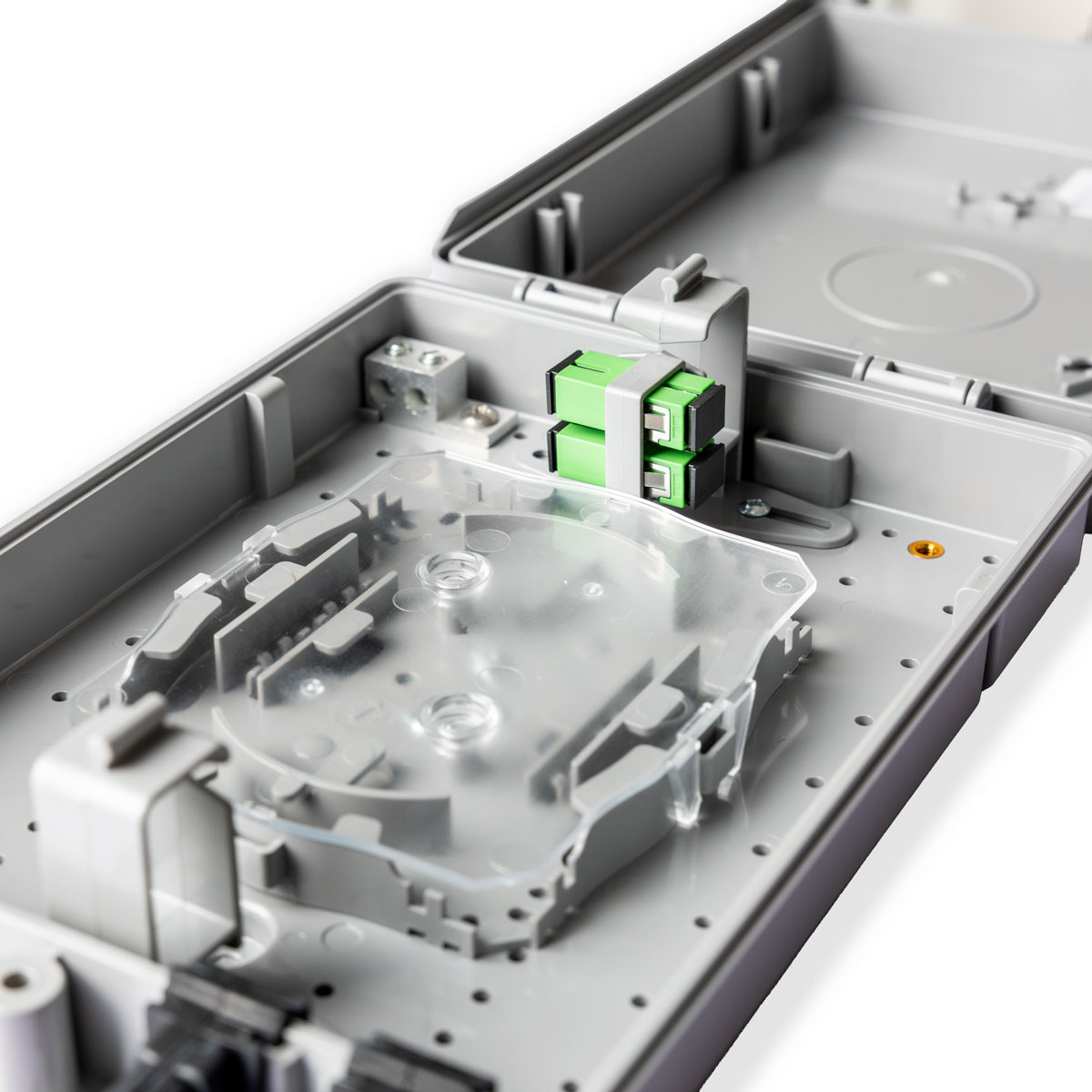 Midsized Flex NID (M-FLEX) Close up of bulkhead interior and tray