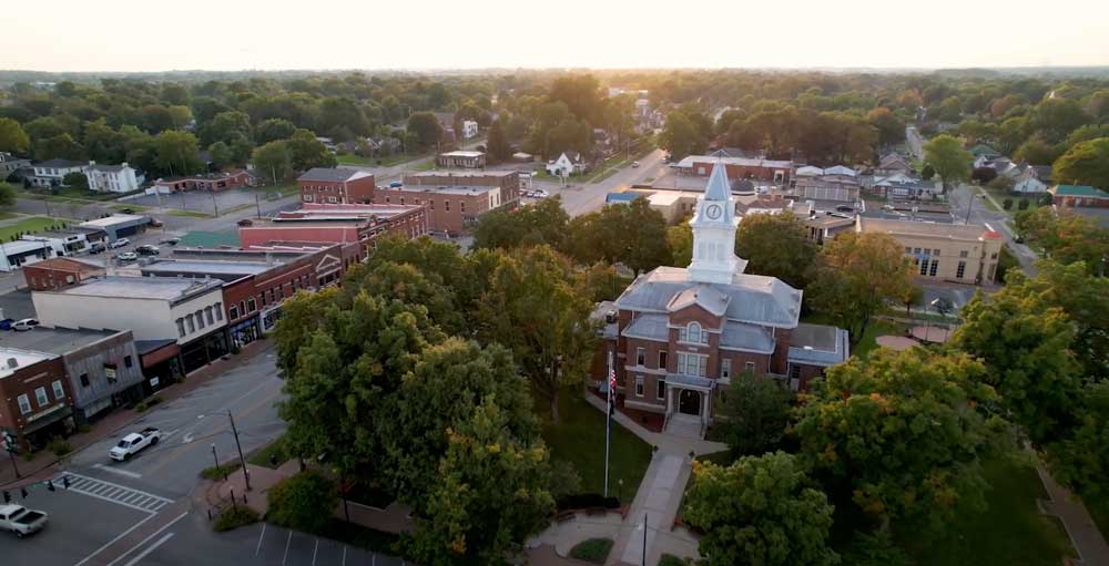 City of Franklin Aerial View Courthouse