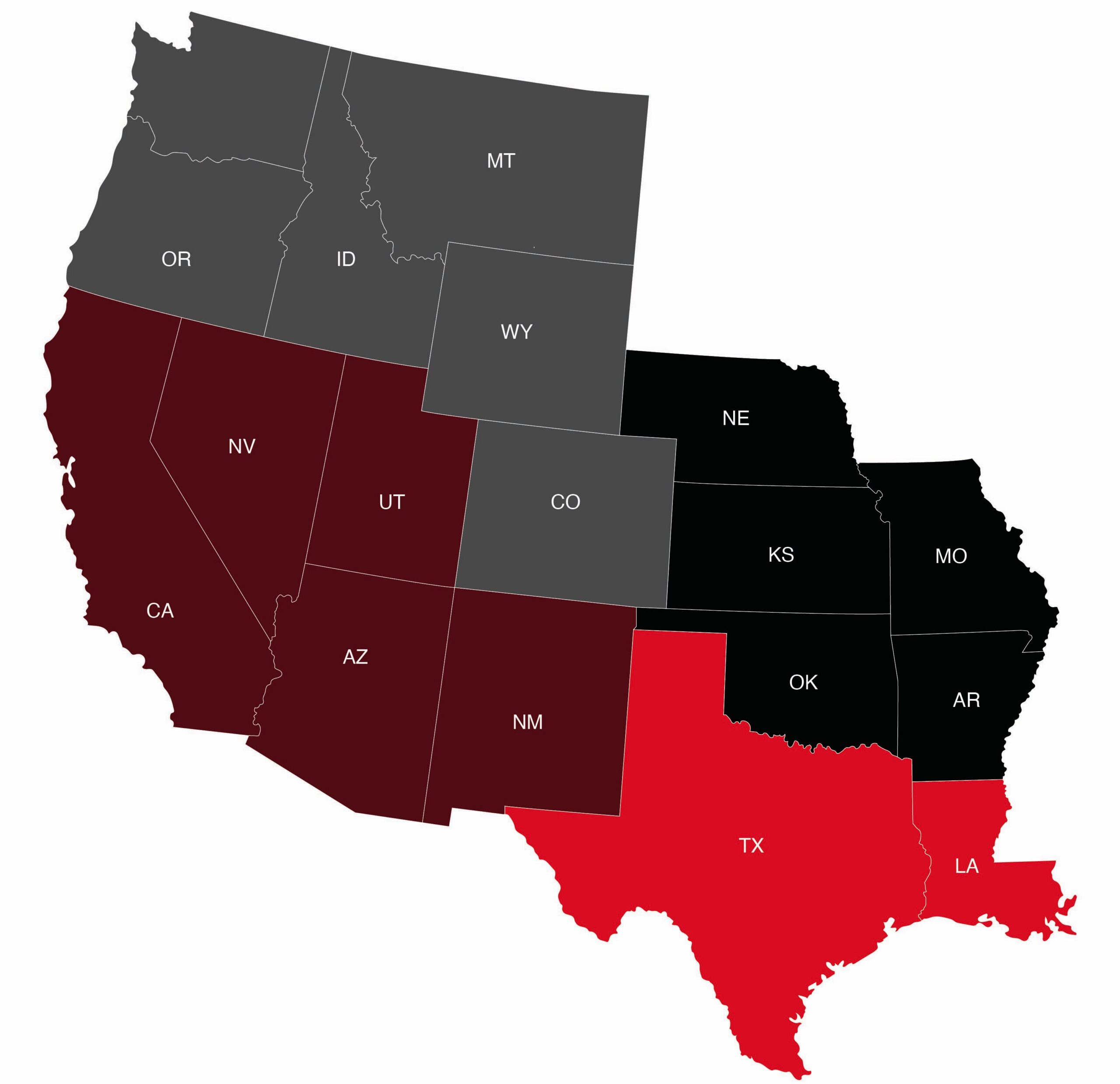 TeamTerritoryMap Map of West US segmented by Precision Group Territories